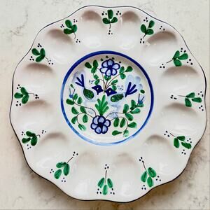 vintage deviled egg plate Lovebirds Blue Birds Taste Setter by Sigma Italy rare